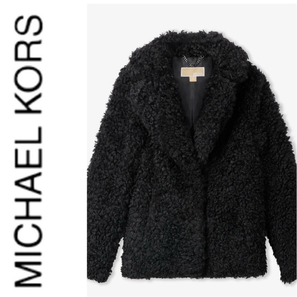 - Michael Kors coat L black Faux Fur Teddy NWT Jacket $325 - Picture 10 of 11